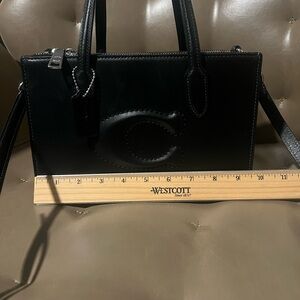 Coach Black Satchel with Signature Logo